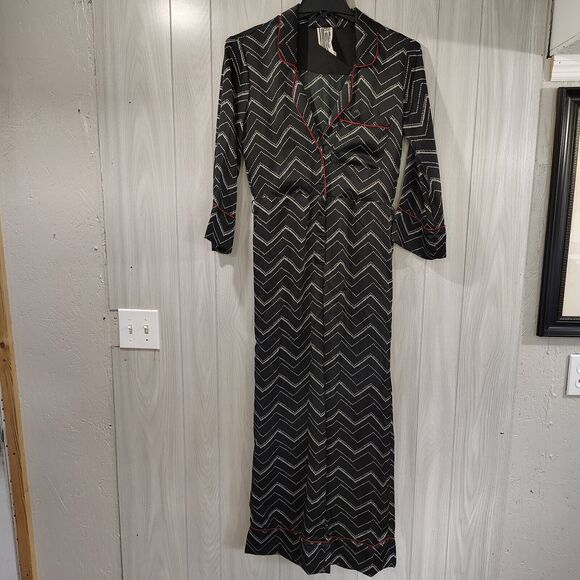 Anthropologie Free People Black Silky Chevron Jumpsuit Size XS - Picture 1 of 15